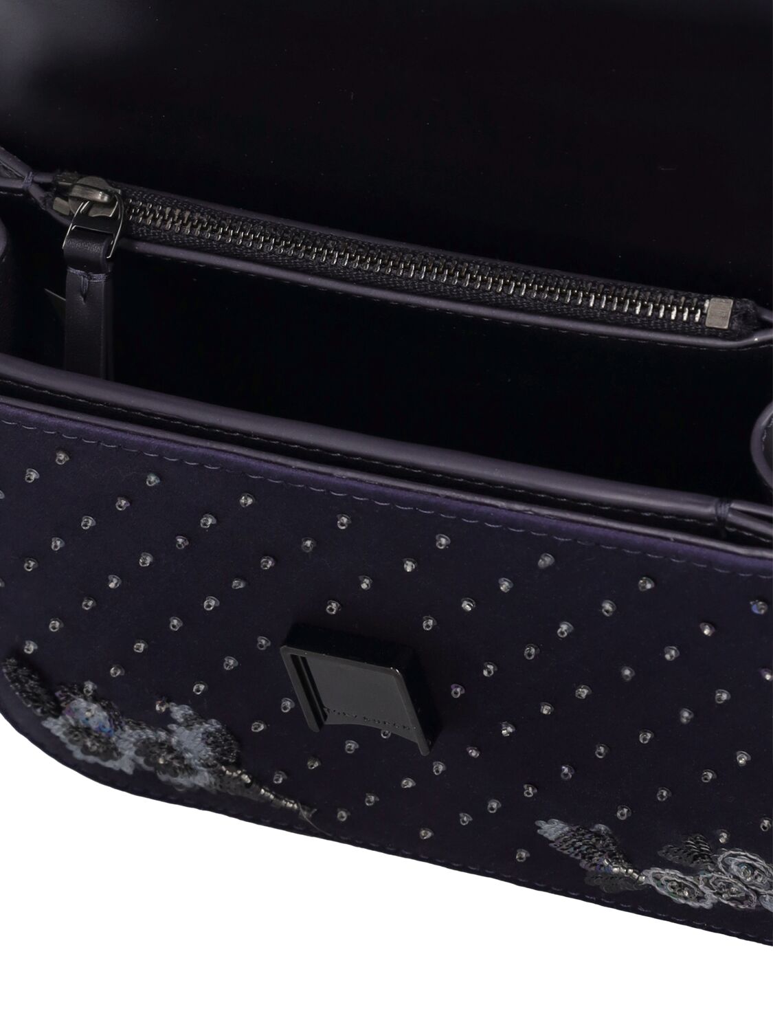 Tory Burch Mini Kira Satin Embellished Top-Handle Crossbody Black