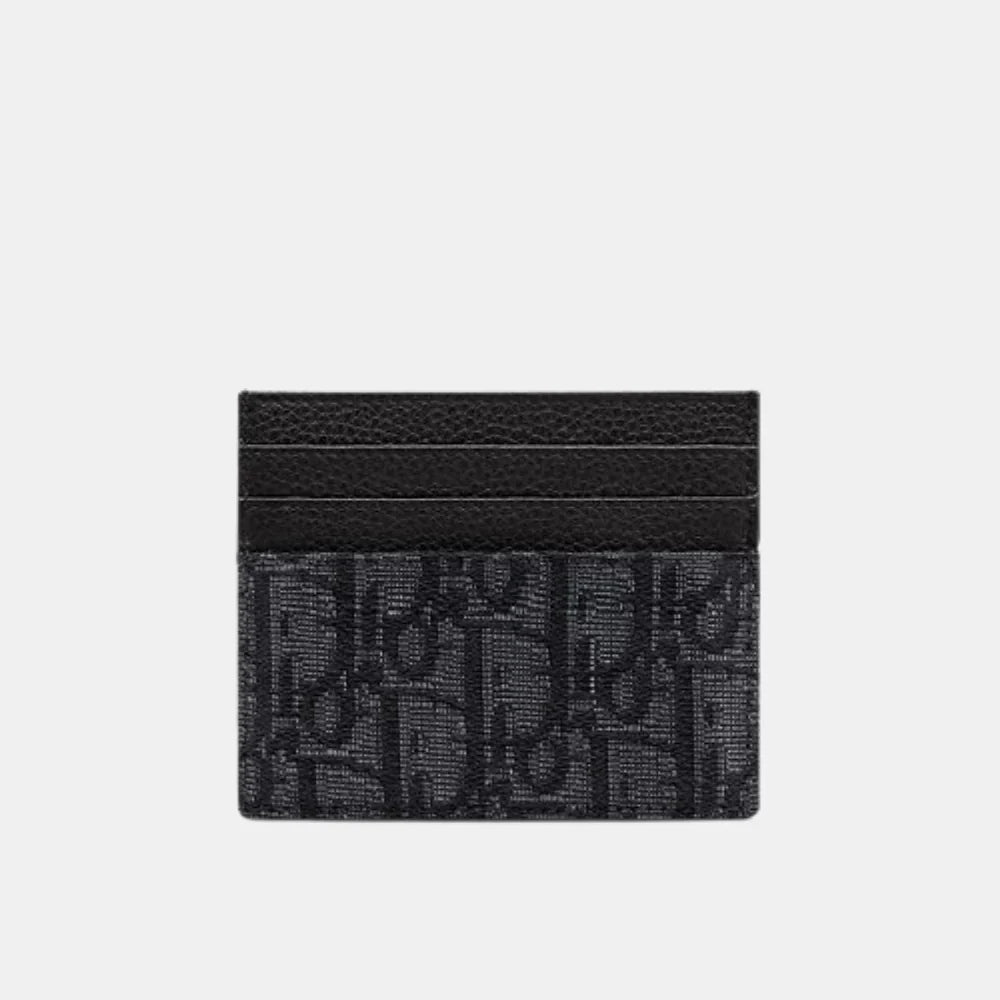Dior Card Holder in Black Oblique Jacquard and Calfskin