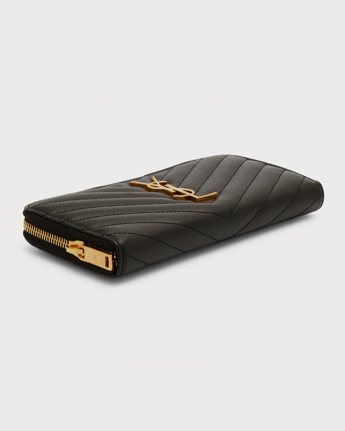 YSL Monogram Large Zip Wallet in Grained Leather