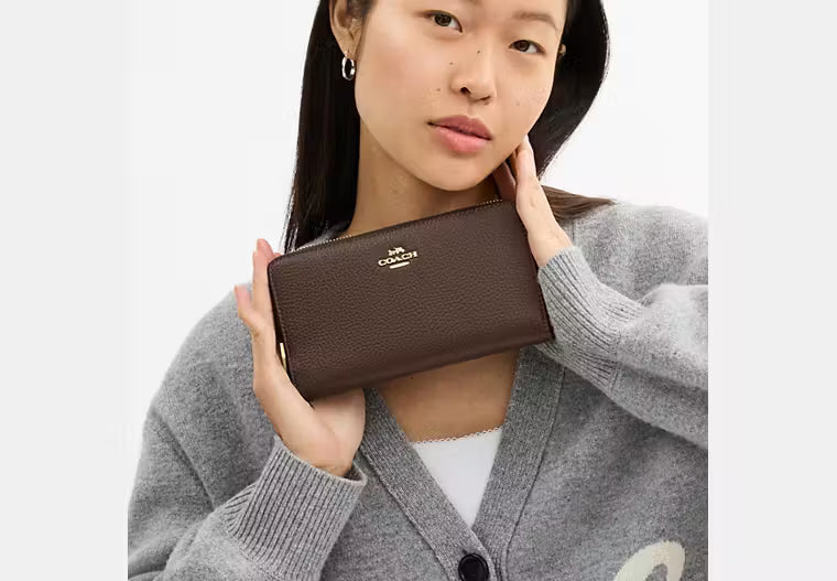 Coach Long Zip Around Wallet With Detachable Card Case
