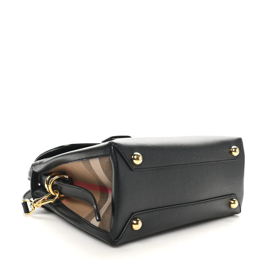 Burberry Derby Calfskin House Check Small Camberley Black