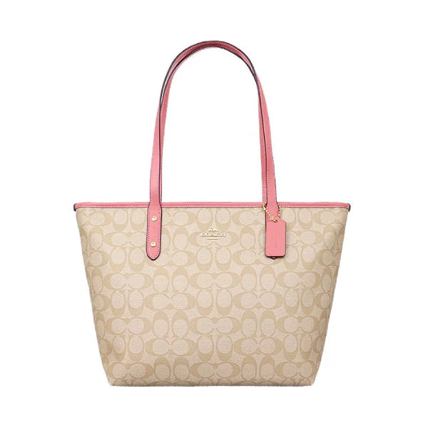 Coach Signature Canvas Pink/Cream City Zip Tote