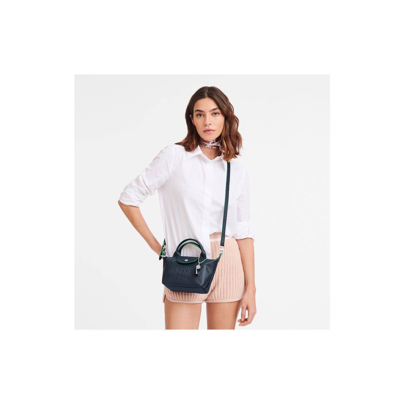 LONGCHAMP Longchamp Le Pliage Xtra Crossbody Bag XS Navy Blue Leather