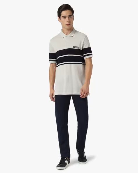 ARMANI EXCHANGE Striped Regular Fit Pique Polo T-Shirt