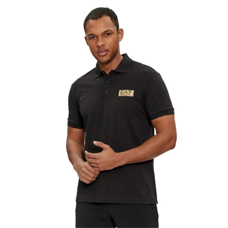 EA7 EMPORIO ARMANI Men's black polo shirt