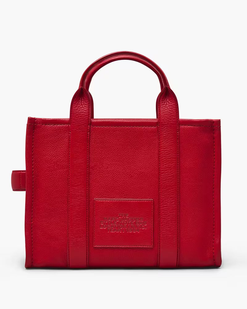 The Leather Medium Tote Bag in True Red