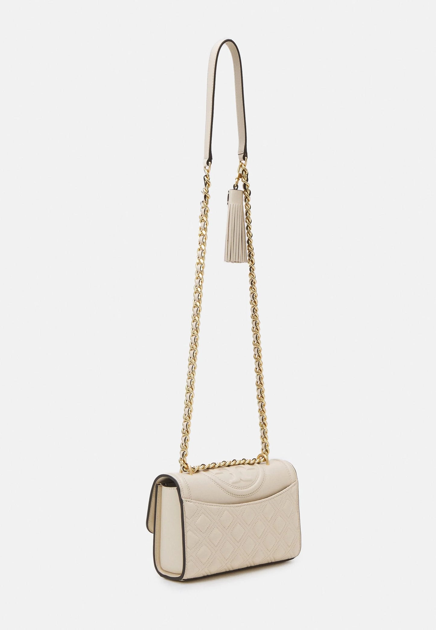 Tory Burch Small-Fleming Distressed Shoulder convertible bag New Cream