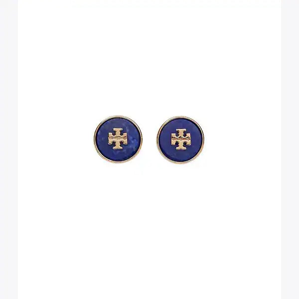 Tory Burch kira semiprecious circle-stud earring - tory gold/lapis