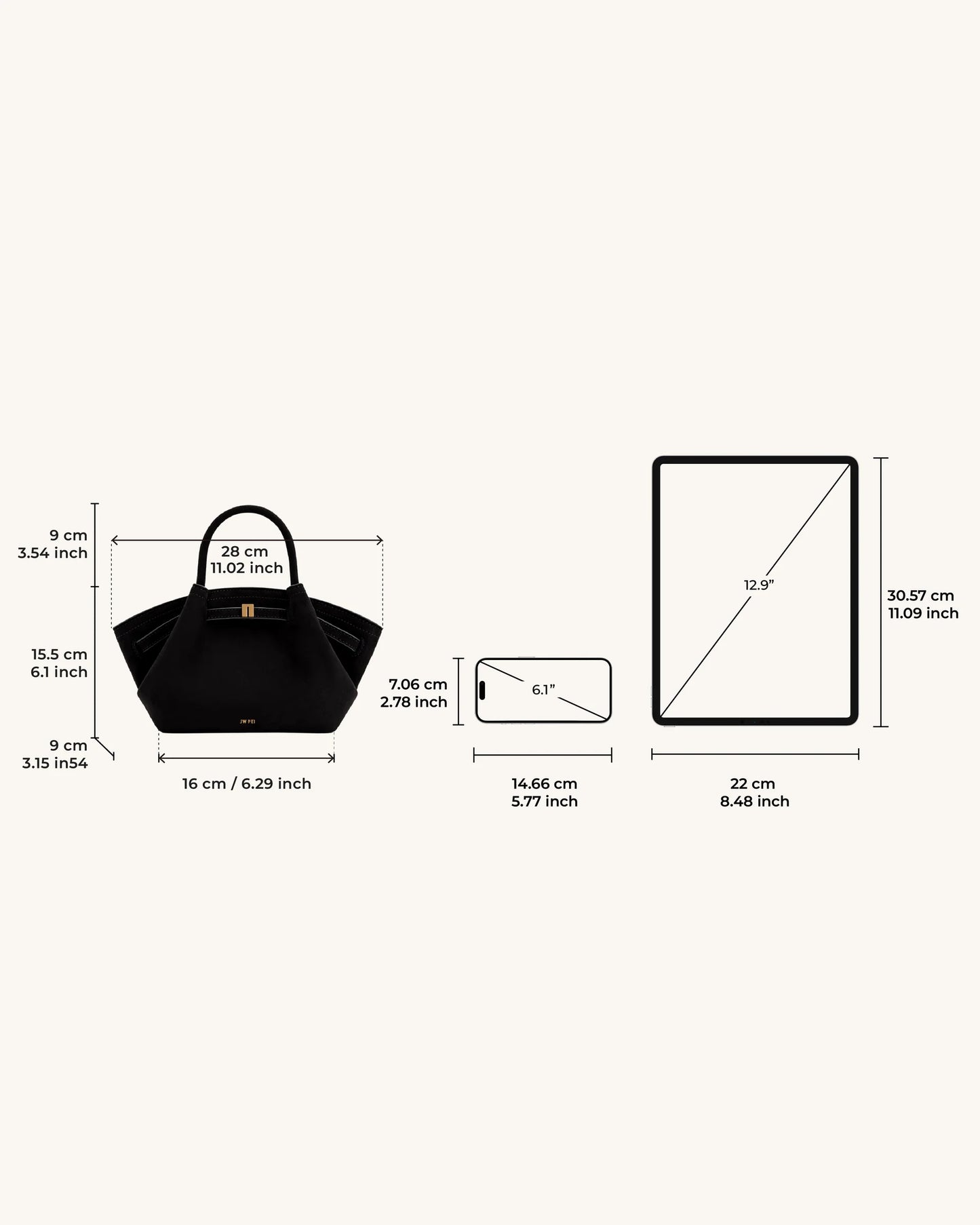 JW PEI Hana Mini Faux Suede Tote Bag - Black