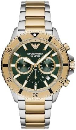Emporio Armani Men’s Quartz Two-tone | Stainless Steel Green | Dial 43mm | Watch AR11586