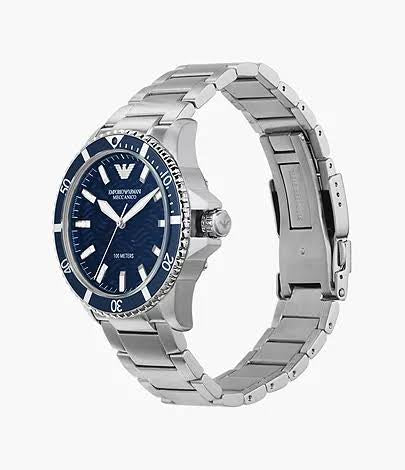 Emporio Armani Men’s Automatic Silver Stainless Steel Blue Dial 42mm Watch AR60059