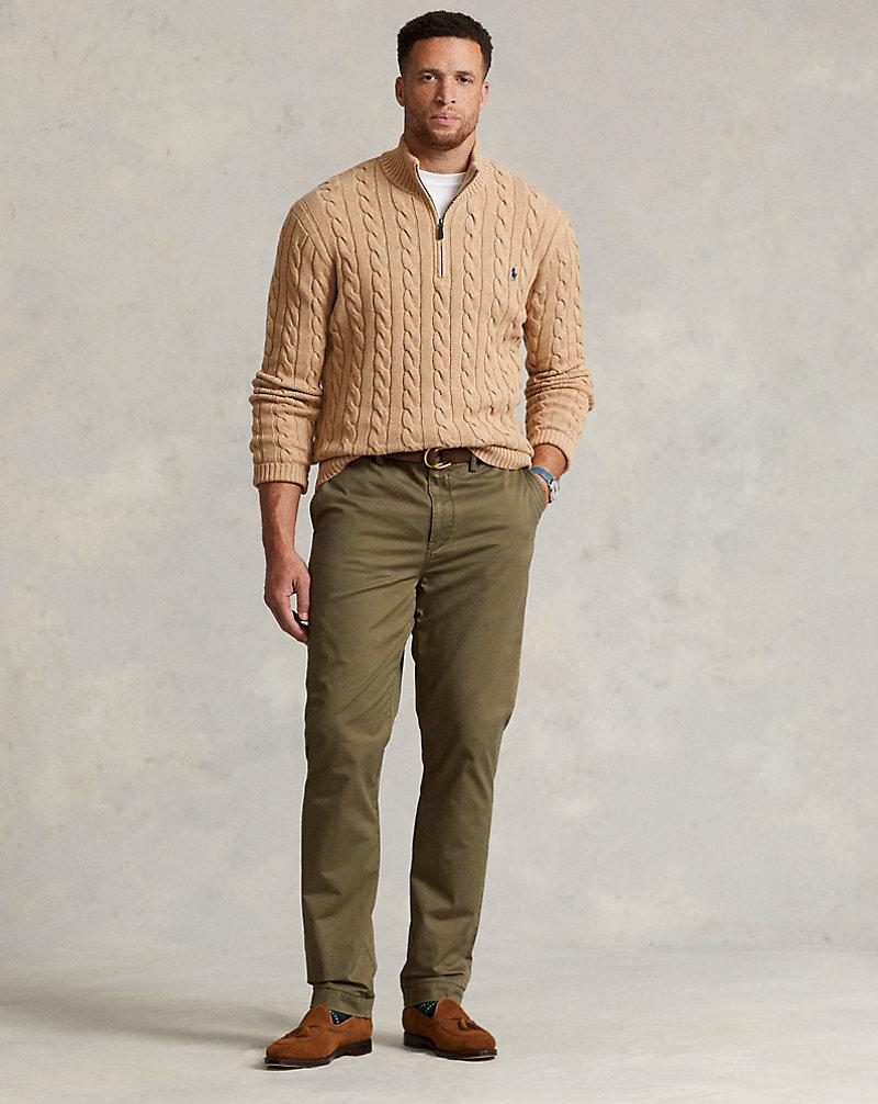 Polo Ralph Lauren Cable-Knit Quarter-Zip Jumper in camel melange