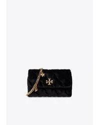 Tory Burch kira diamond ruched flap bag | large |Black| velvet