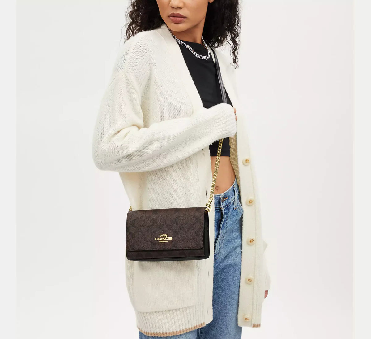 Coach Flap Clutch Crossbody In Signature Canvas