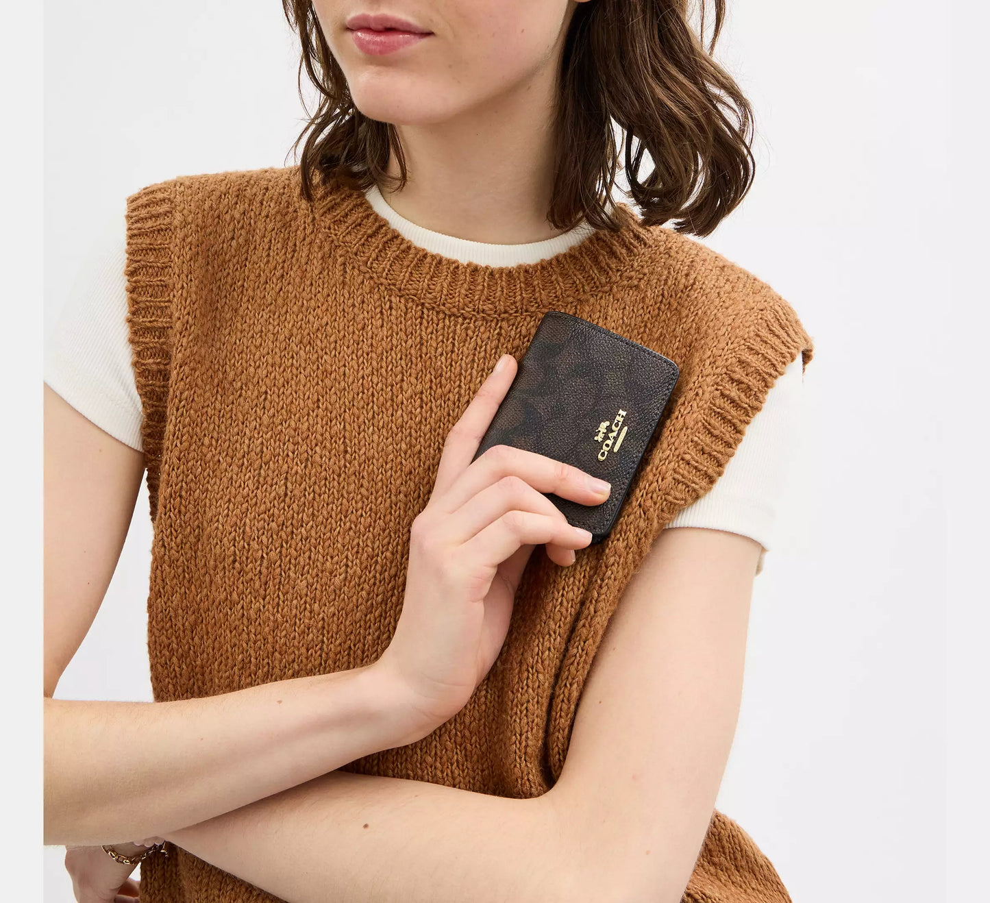 Coach Mini Wallet On A Chain In Signature Canvas