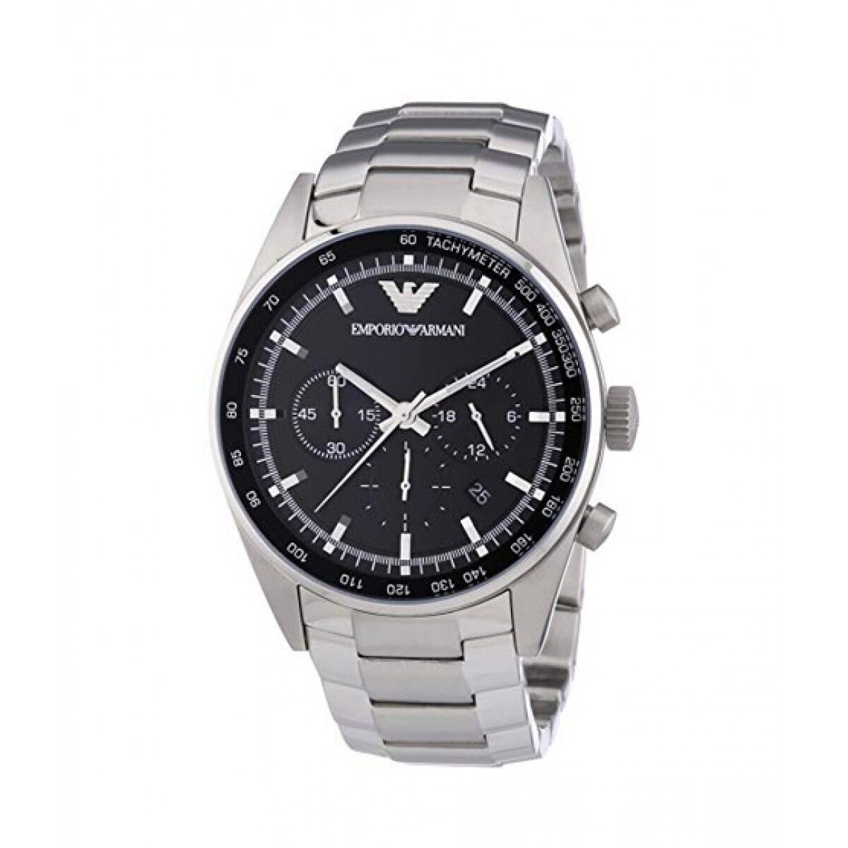 Emporio Armani Men’s Chronograph Stainless Steel Black Dial 43mm Watch AR5980