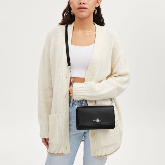 Coach Flap Clutch Crossbody In black