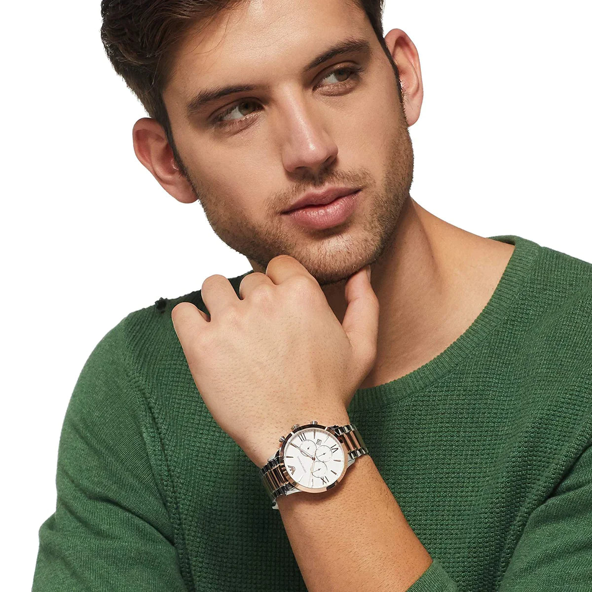 Emporio Armani Men’s Chronograph Quartz Stainless Steel White Dial 44mm Watch AR11209