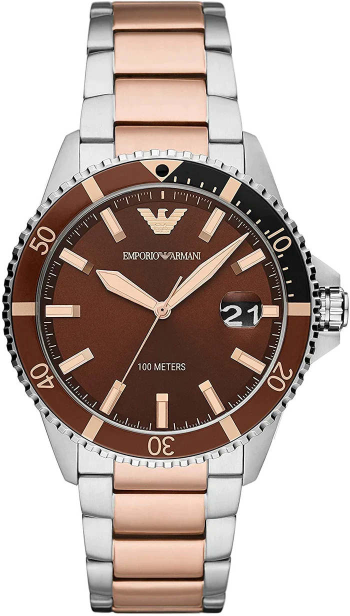 Emporio Armani Men’s Quartz Stainless Steel Brown Dial 42mm Watch AR11340