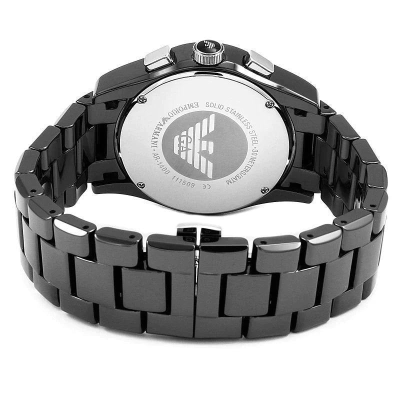 Emporio Armani Men’s Chronograph Quartz Stainless Steel Black Dial 43mm Watch AR1400