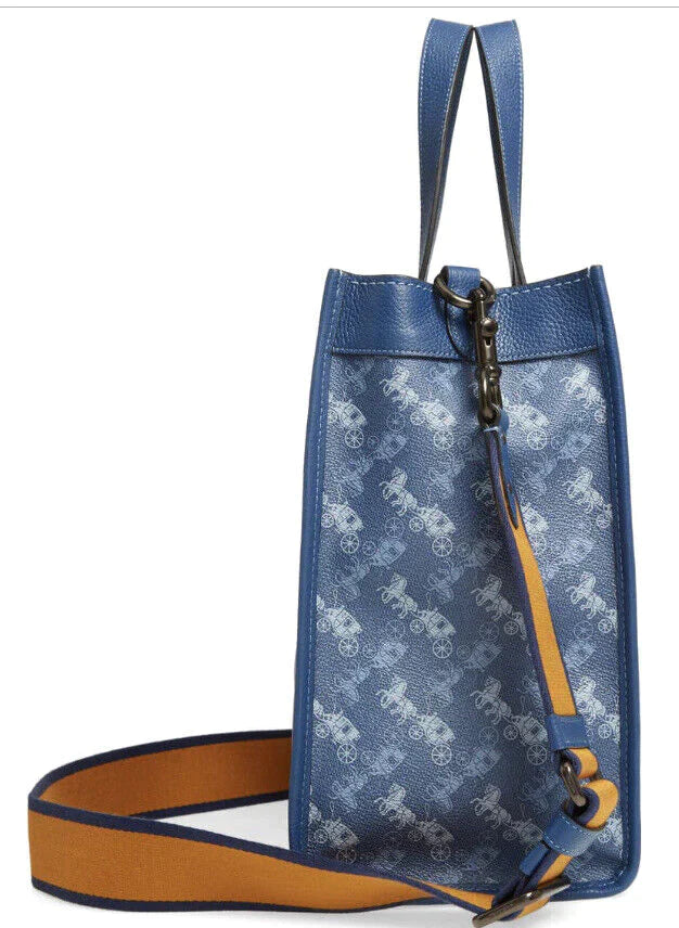 Coach Field Tote In Signature Canvas With Horse And Carriage Print Bag - Blue