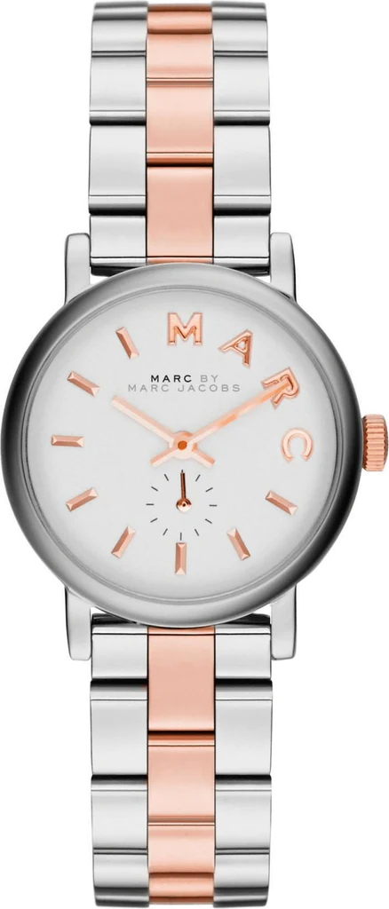 Marc Jacobs Baker White Dial Duo Tone Diver Strap Watch Pro Women - MBM3331