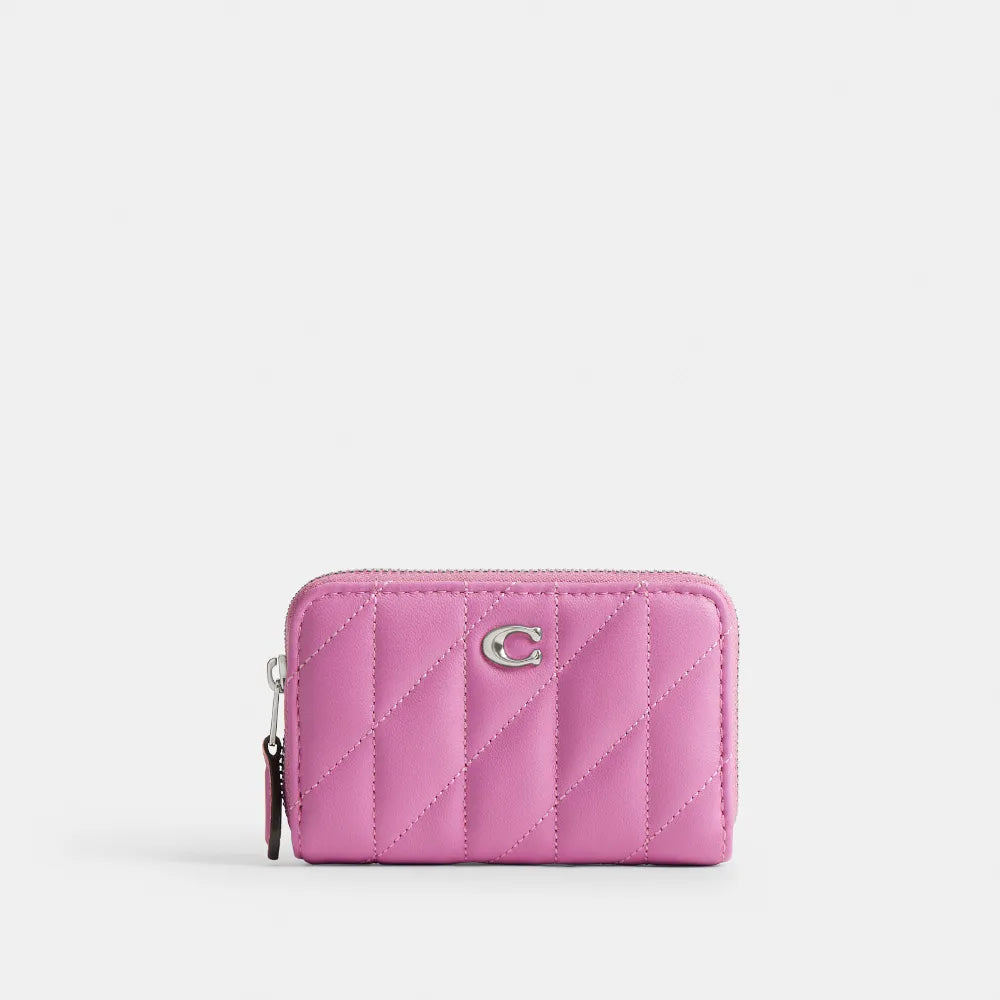 Coach Essential Small Zip Around Pillow Quilting Coach Card Holder - Pink