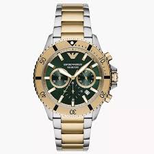 Emporio Armani Men’s Quartz Two-tone | Stainless Steel Green | Dial 43mm | Watch AR11586