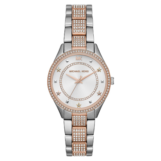 Michael Kors Women’s Quartz Two-Tone Stainless Steel White Dial 33mm Watch MK4388