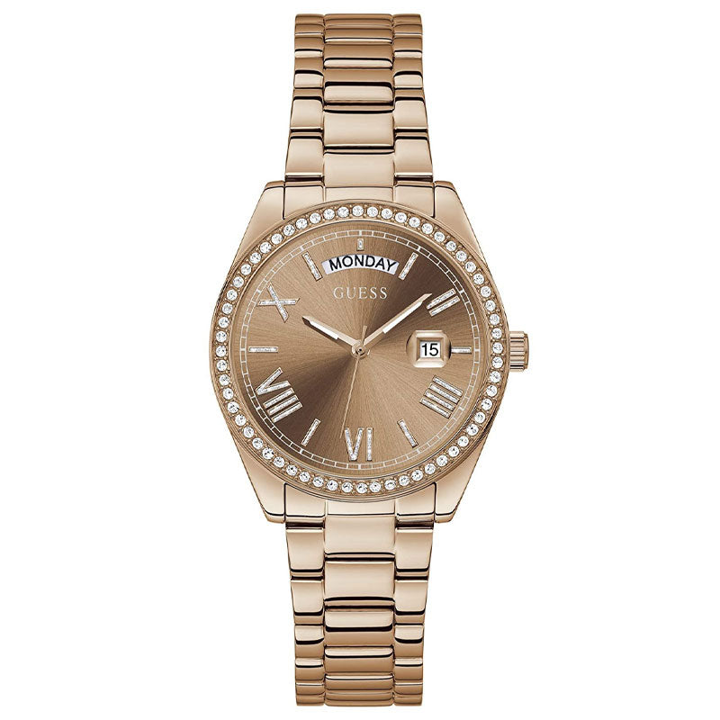 Guess Women’s Quartz Rose Gold Stainless Steel Brown Dial 36mm Watch GW0307L3