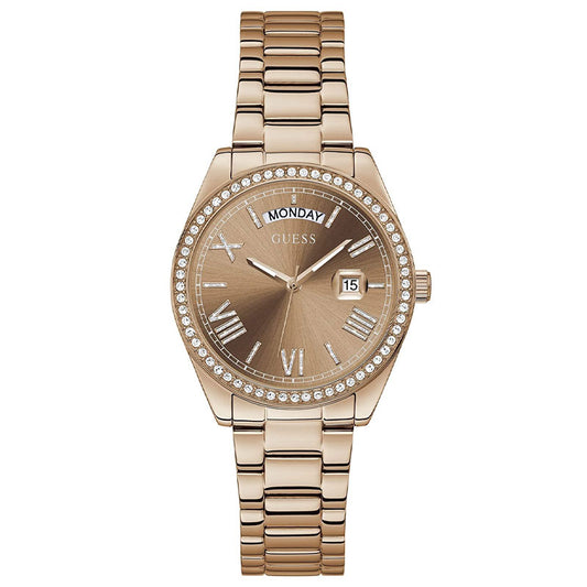 Guess Women’s Quartz Rose Gold Stainless Steel Brown Dial 36mm Watch GW0307L3