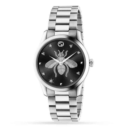 Gucci Women’s Swiss Made Quartz Stainless Steel Black Dial 38mm Watch YA1264136