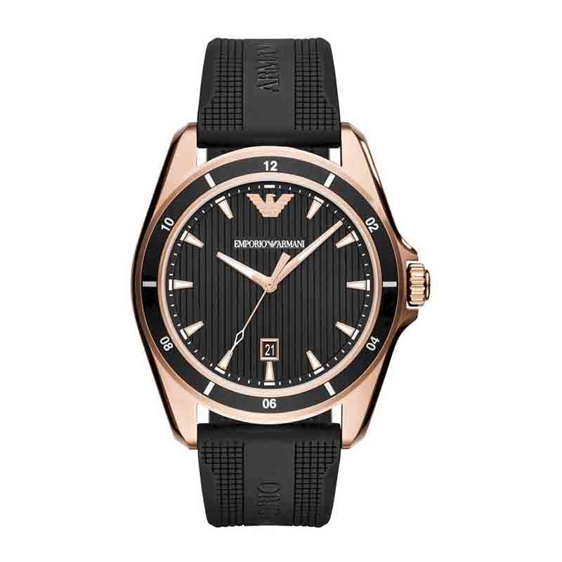 Emporio Armani Men’s Quartz Black Silicone Strap Black Dial 44mm Watch AR11101