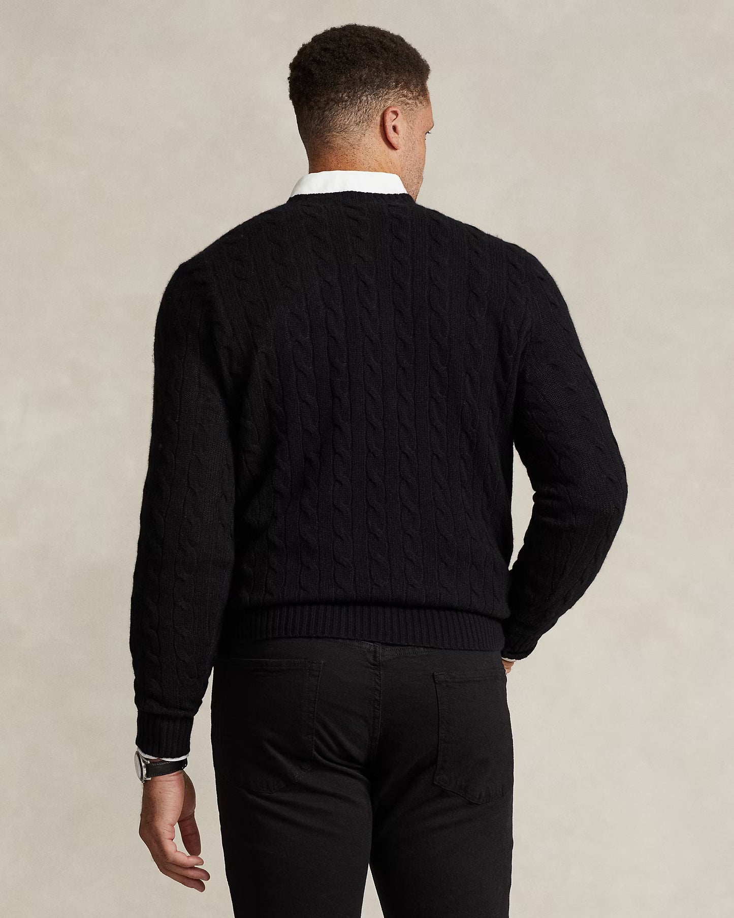 Polo Ralph Lauren Cable-Knit Wool-Cashmere Jumper in Black