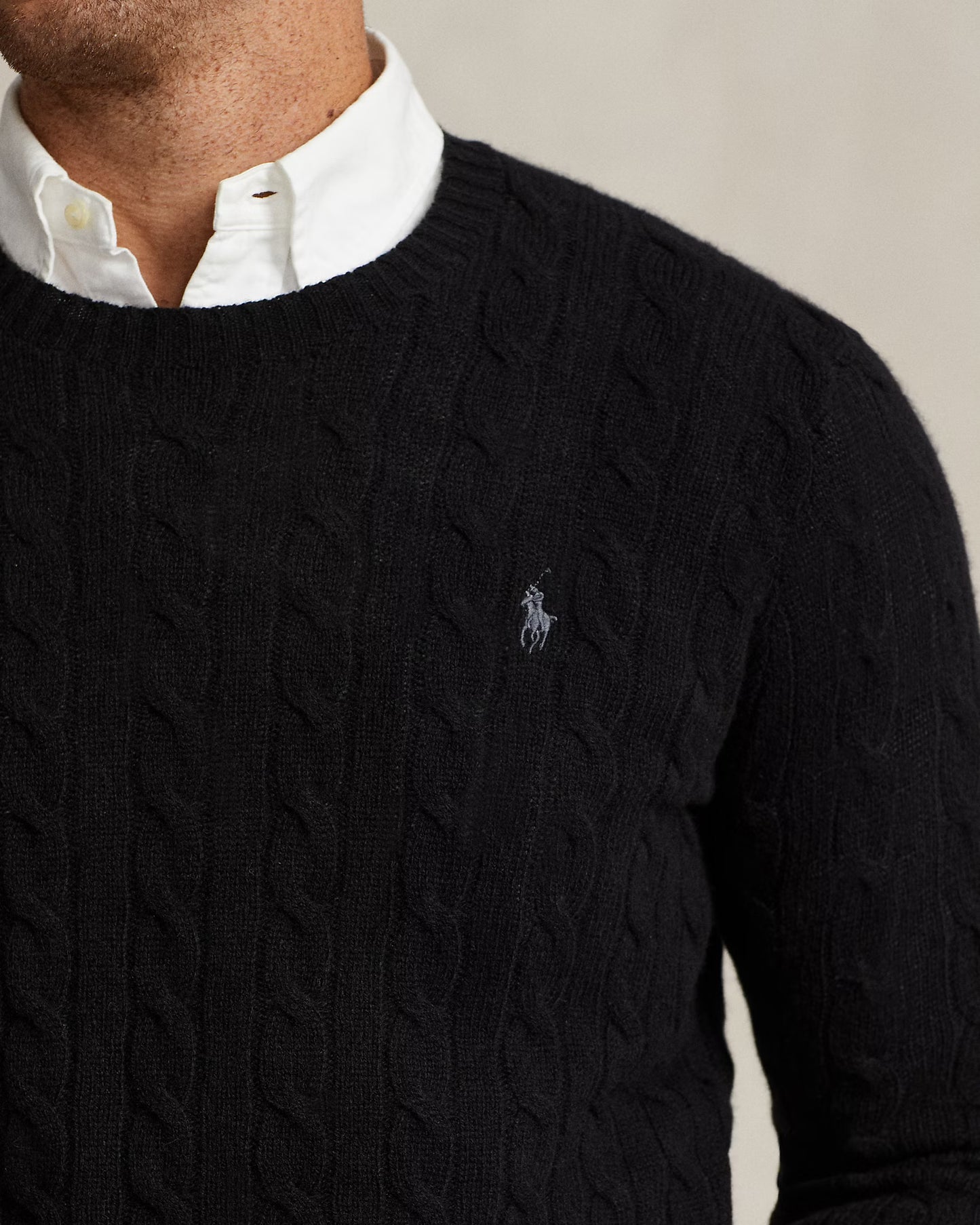 Polo Ralph Lauren Cable-Knit Wool-Cashmere Jumper in Black