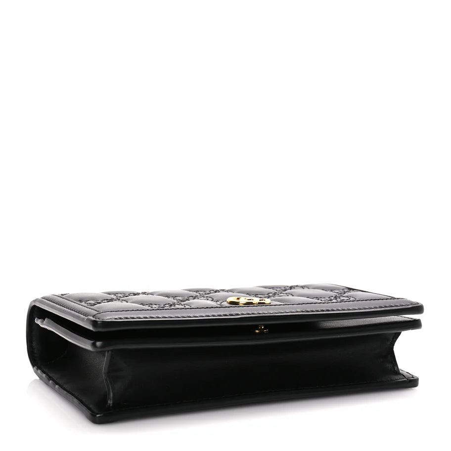 Gucci Calfskin GG Matelasse Chain Wallet Black