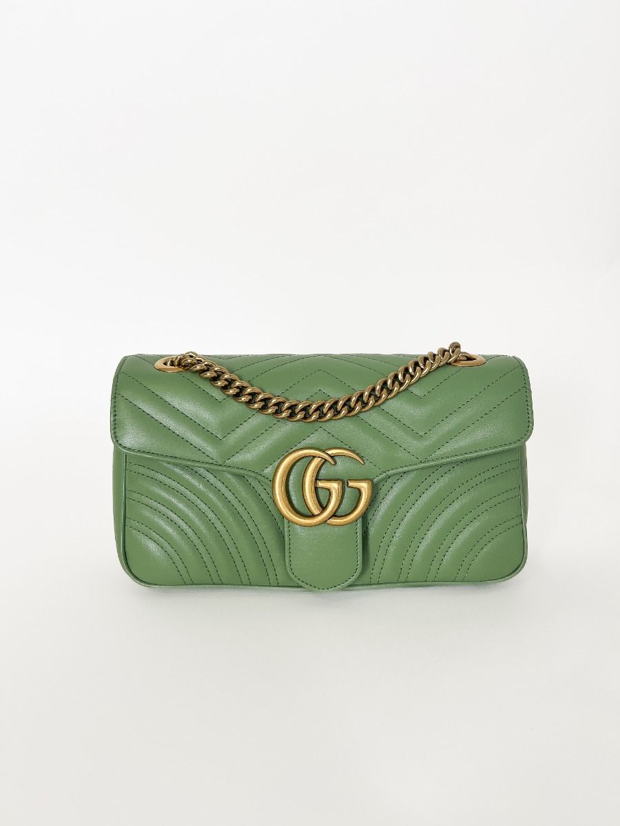 Gucci GG Marmont Medium Quilted Leather Bag, Green