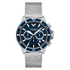 Emporio Armani Men’s Quartz Silver | Stainless Steel Blue | Dial 43mm | Watch AR11587