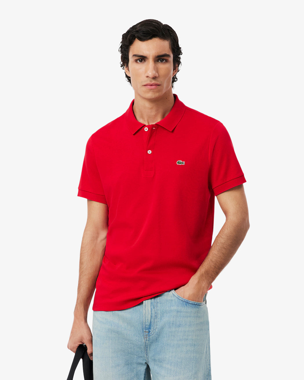 Lacoste Regular Fit Cotton Pima Polo Shirt in Red
