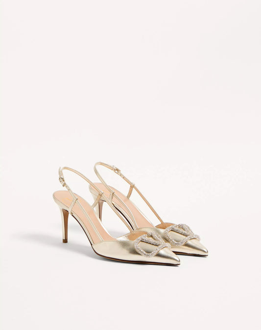 Valentinoi Garavani VLogo Glow Laminated Nappa Slingback Pump 80 Mm / 3.15 In.