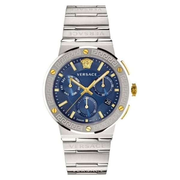 Versace Men’s Quartz Swiss Made Silver | Stainless Steel Blue | Dial 43mm Watch | VEZ900221