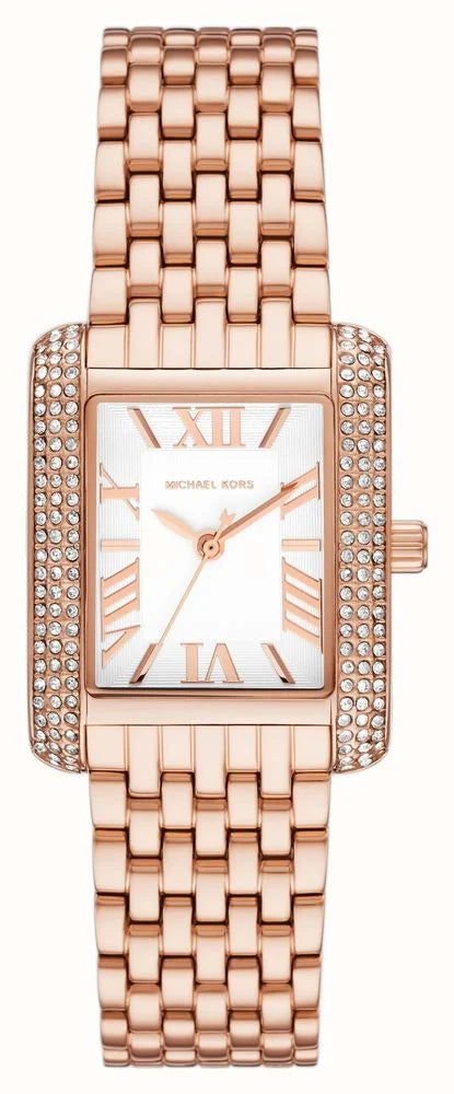 Michael Kors Michael Kors Emery Three-Hand White Dial Rose Gold Steel Strap Watch for Women - MK4743