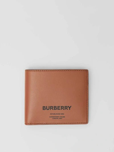 BURBERRY Horseferry Print Leather International Bifold Wallet In Brown