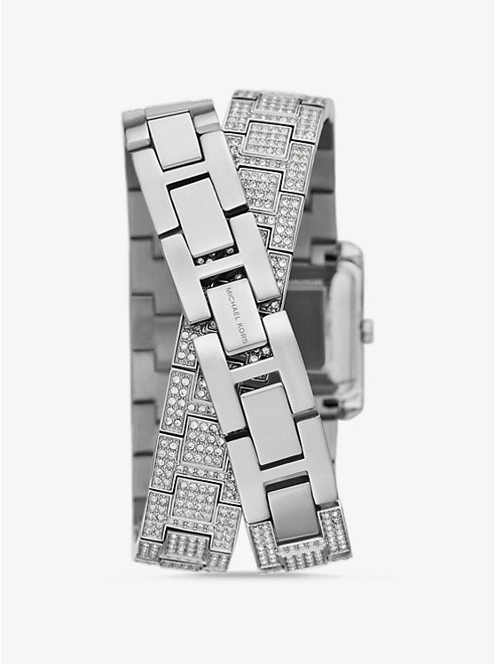 Michael Kors Petite Emery Pavé Silver-Tone Double Wrap Watch MK4836