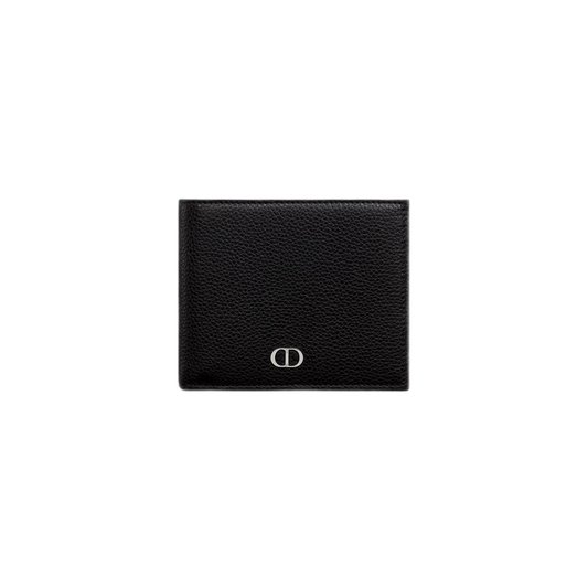 Dior Compact Wallet Black Grained Calfskin CD Icon Signature