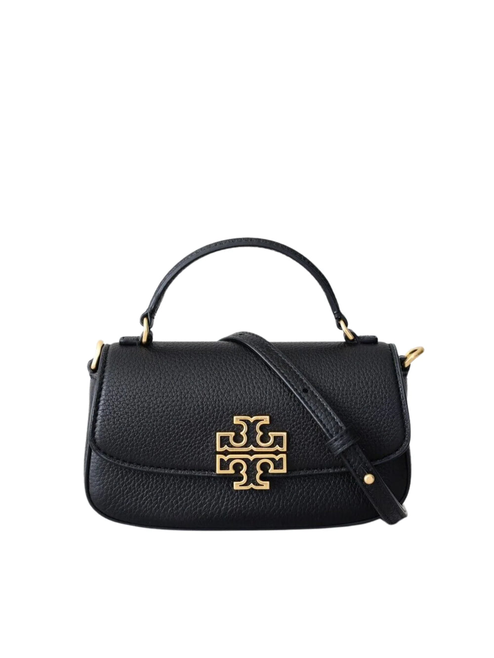 Tory Burch Britten Mini Top Handle Leather Bag Black
