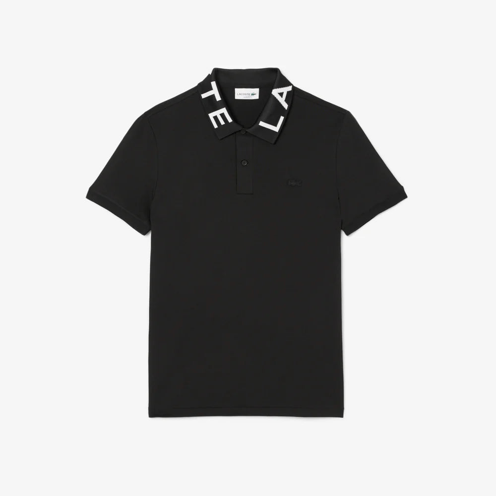 Lacoste Jacquard Branded Polo Shirt in Black