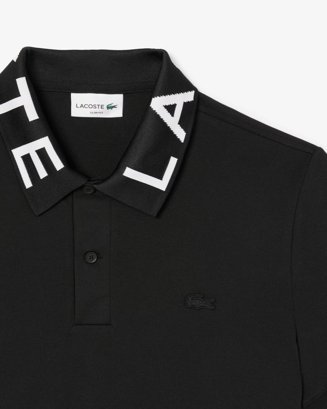 Lacoste Jacquard Branded Polo Shirt in Black