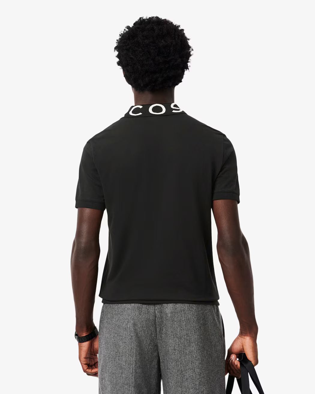 Lacoste Jacquard Branded Polo Shirt in Black