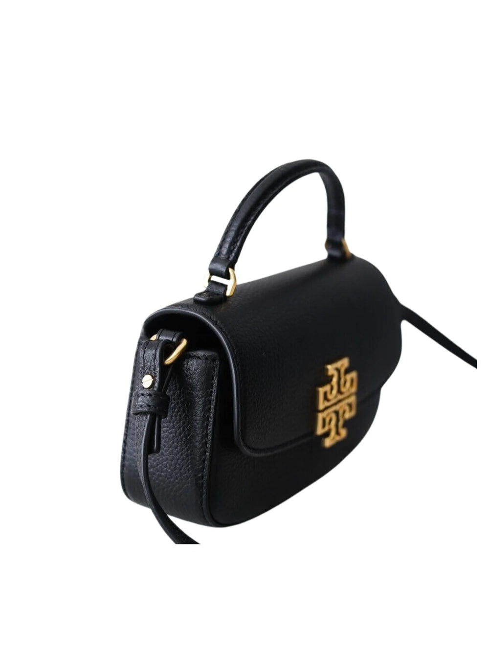 Tory Burch Britten Mini Top Handle Leather Bag Black